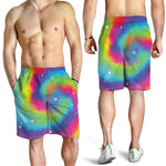 Rainbow Spiral Tie Dye Print Men's Shorts