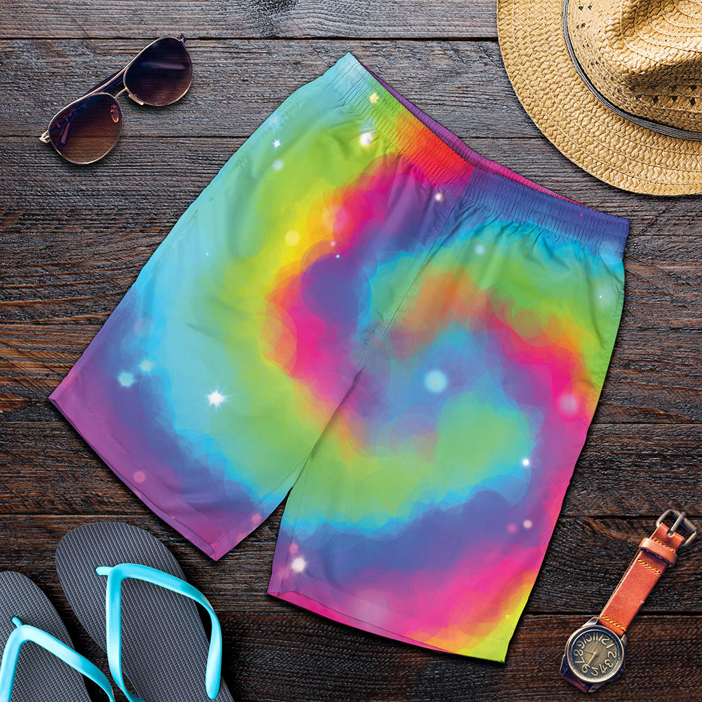 Rainbow Spiral Tie Dye Print Men's Shorts