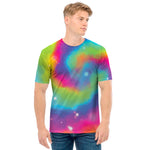 Rainbow Spiral Tie Dye Print Men's T-Shirt