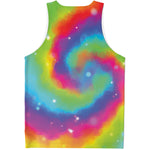 Rainbow Spiral Tie Dye Print Men's Tank Top