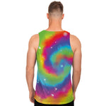 Rainbow Spiral Tie Dye Print Men's Tank Top