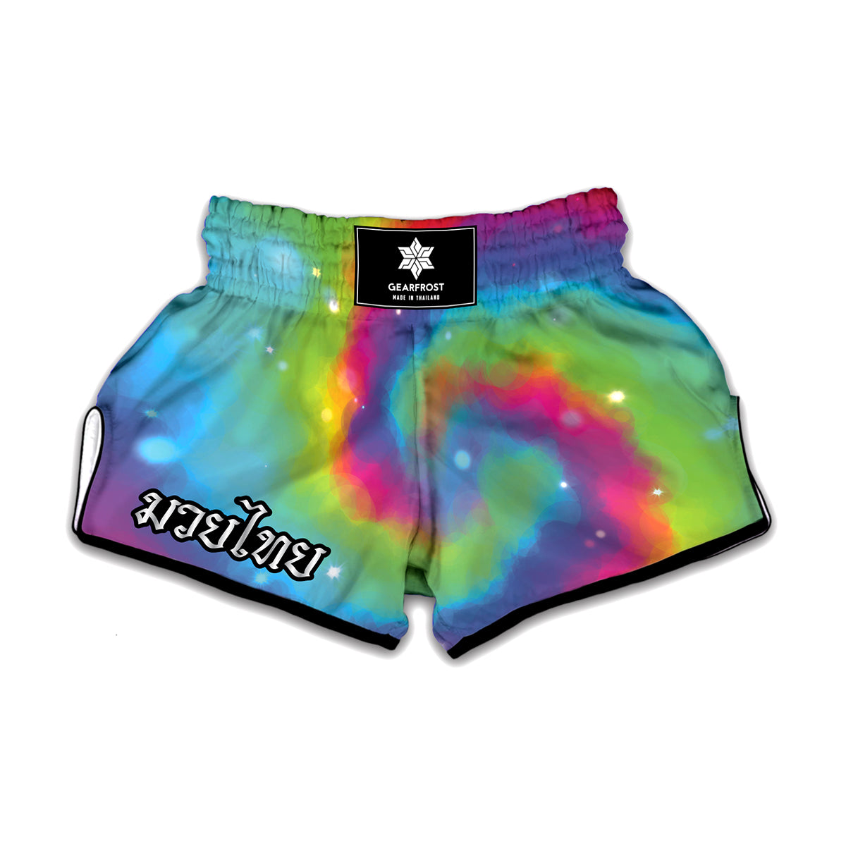 Rainbow Spiral Tie Dye Print Muay Thai Boxing Shorts