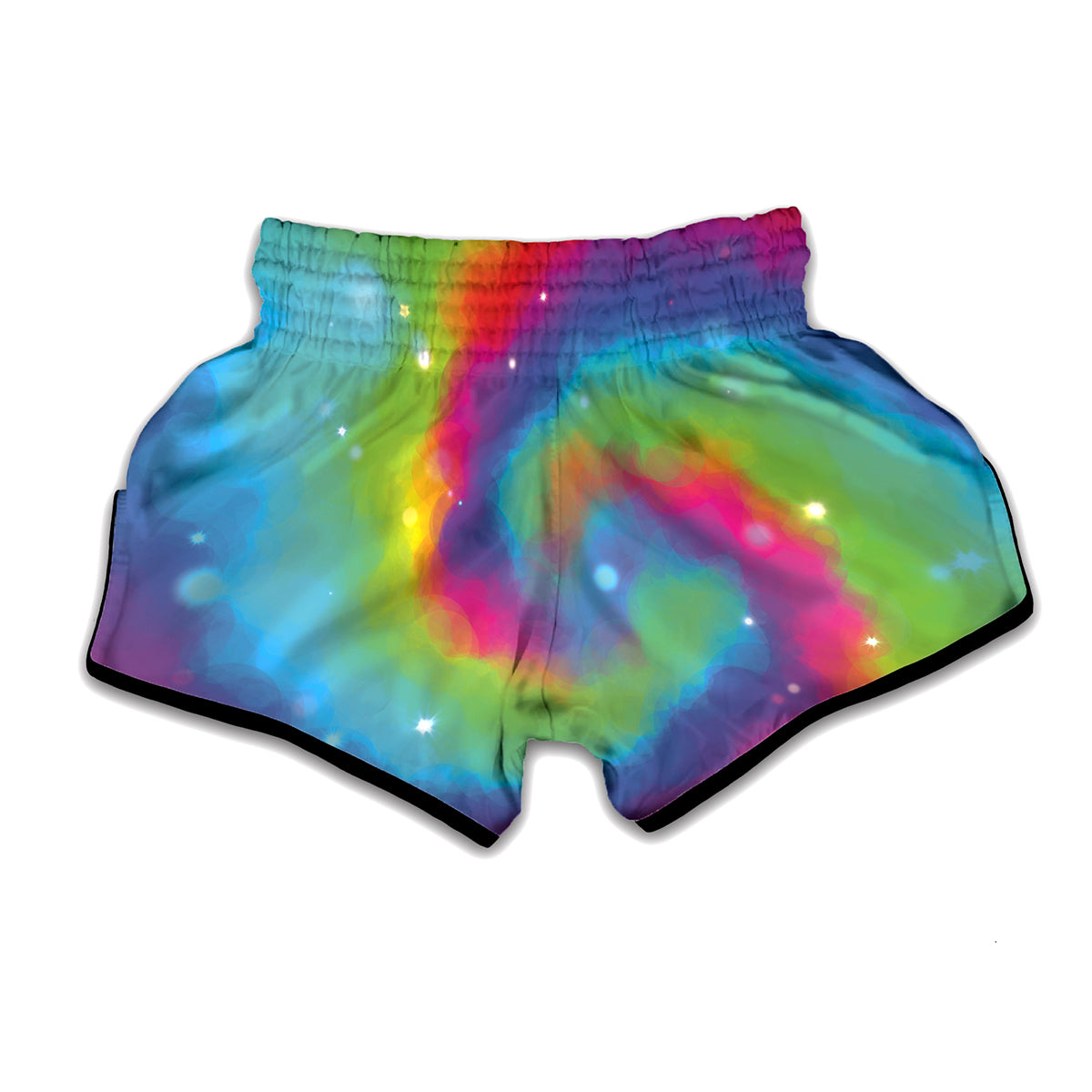 Rainbow Spiral Tie Dye Print Muay Thai Boxing Shorts