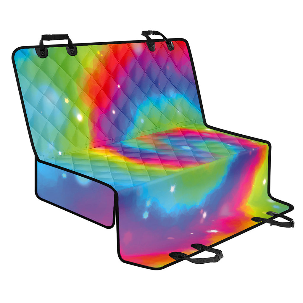 Rainbow Spiral Tie Dye Print Pet Car Back Seat Cover