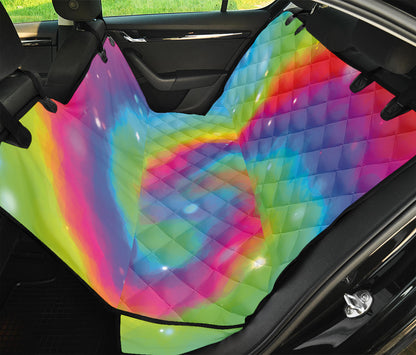 Rainbow Spiral Tie Dye Print Pet Car Back Seat Cover