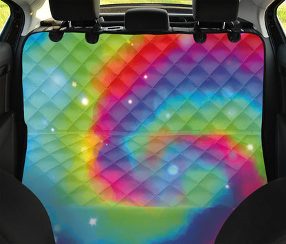 Rainbow Spiral Tie Dye Print Pet Car Back Seat Cover