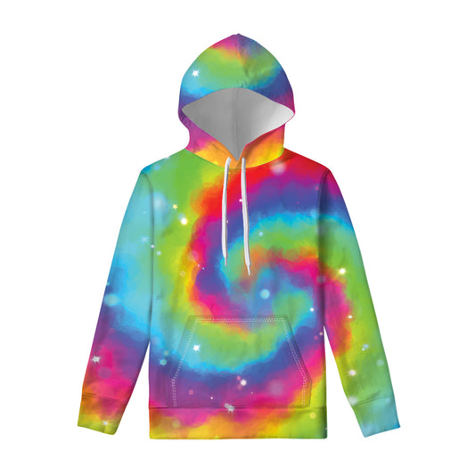 Rainbow Spiral Tie Dye Print Pullover Hoodie