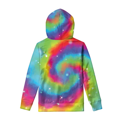 Rainbow Spiral Tie Dye Print Pullover Hoodie