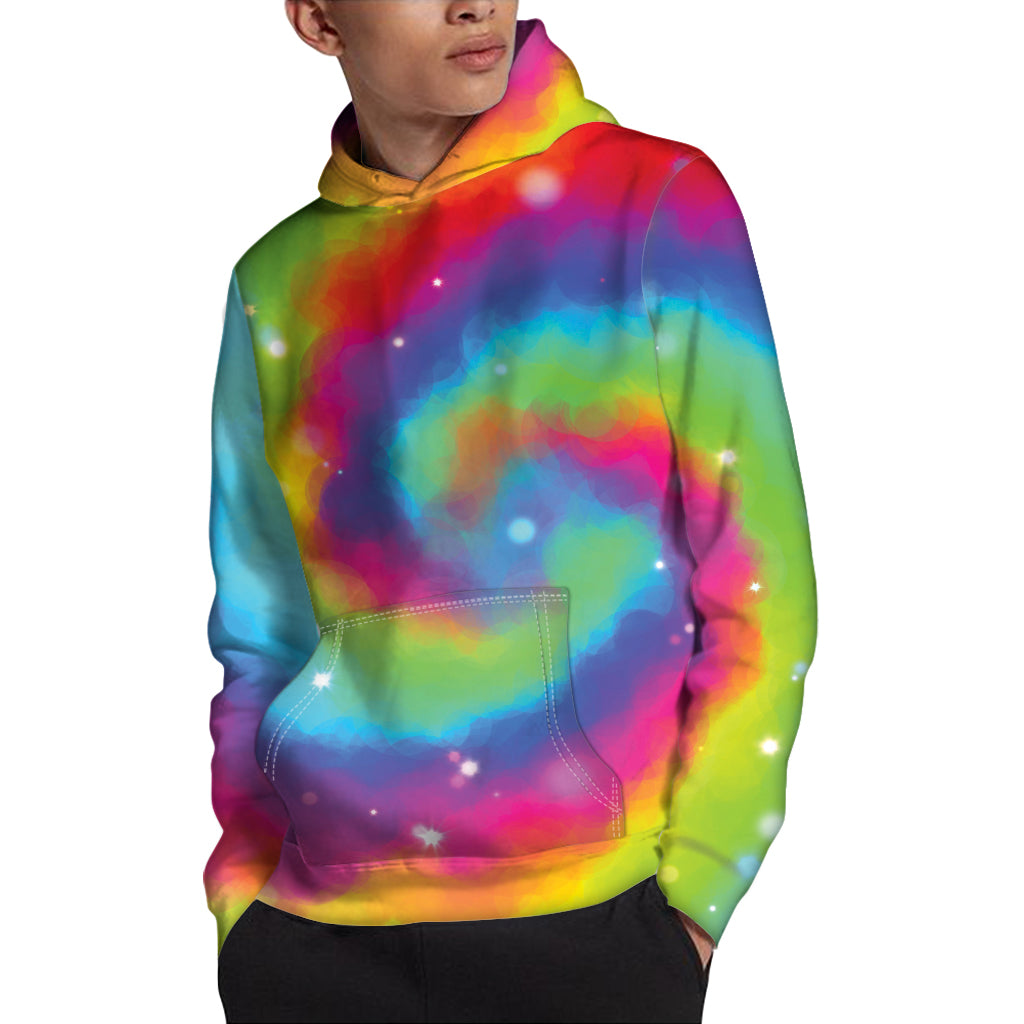 Rainbow Spiral Tie Dye Print Pullover Hoodie