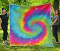 Rainbow Spiral Tie Dye Print Quilt