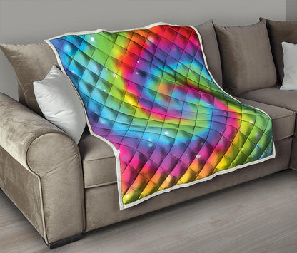 Rainbow Spiral Tie Dye Print Quilt