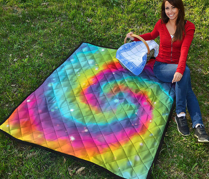 Rainbow Spiral Tie Dye Print Quilt