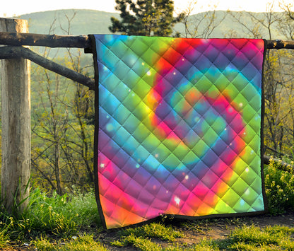 Rainbow Spiral Tie Dye Print Quilt