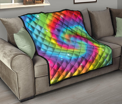 Rainbow Spiral Tie Dye Print Quilt