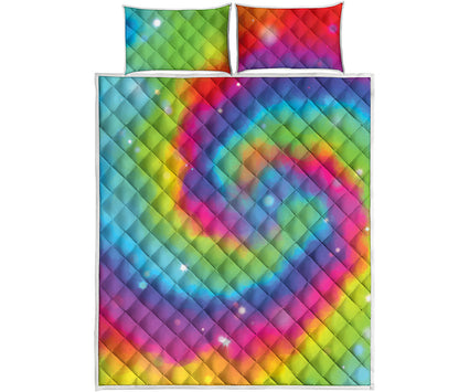 Rainbow Spiral Tie Dye Print Quilt Bed Set