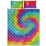 Rainbow Spiral Tie Dye Print Quilt Bed Set