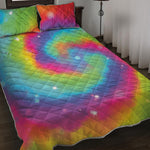 Rainbow Spiral Tie Dye Print Quilt Bed Set