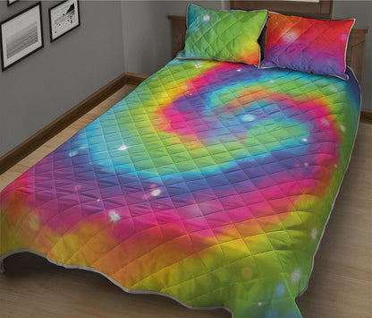 Rainbow Spiral Tie Dye Print Quilt Bed Set