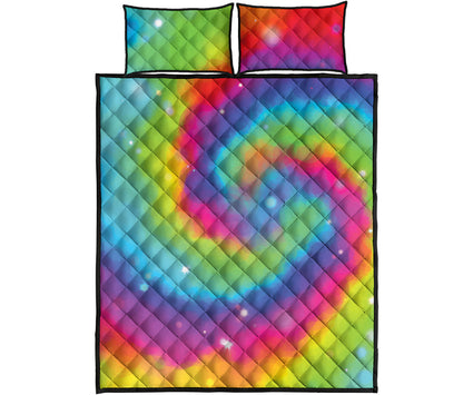 Rainbow Spiral Tie Dye Print Quilt Bed Set