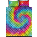 Rainbow Spiral Tie Dye Print Quilt Bed Set