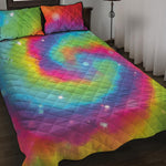 Rainbow Spiral Tie Dye Print Quilt Bed Set