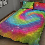 Rainbow Spiral Tie Dye Print Quilt Bed Set