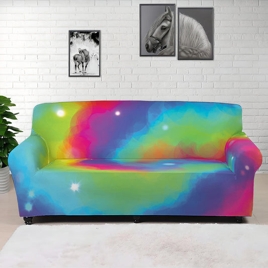 Rainbow Spiral Tie Dye Print Sofa Cover