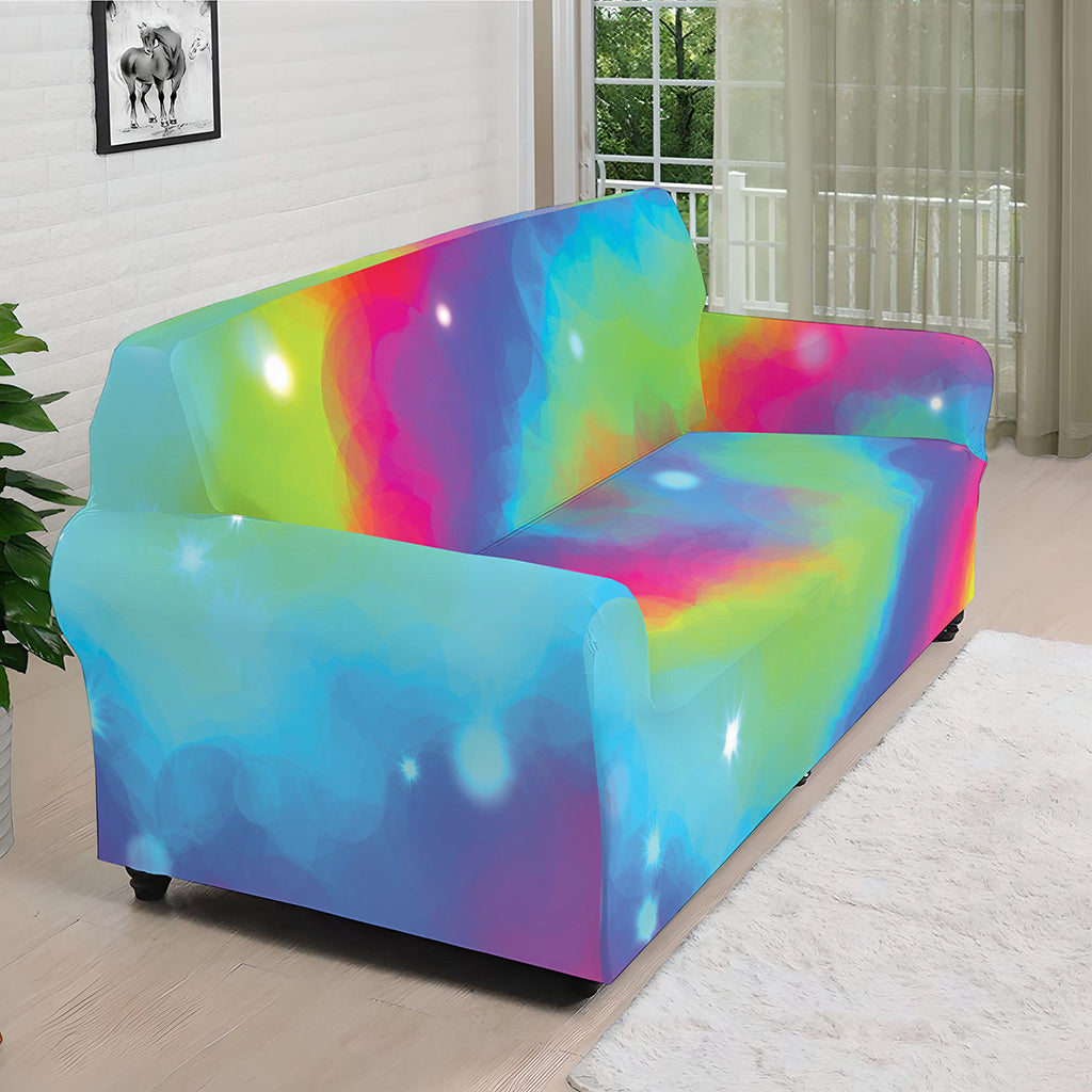Rainbow Spiral Tie Dye Print Sofa Cover