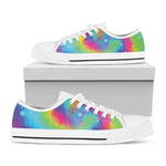 Rainbow Spiral Tie Dye Print White Low Top Shoes