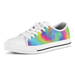 Rainbow Spiral Tie Dye Print White Low Top Shoes