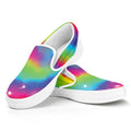 Rainbow Spiral Tie Dye Print White Slip On Sneakers