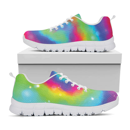 Rainbow Spiral Tie Dye Print White Sneakers