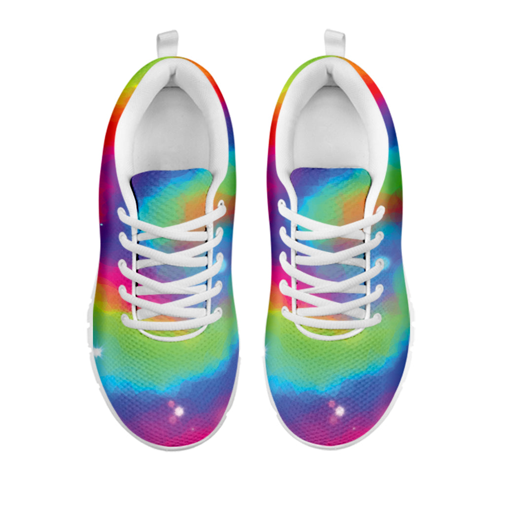 Rainbow Spiral Tie Dye Print White Sneakers