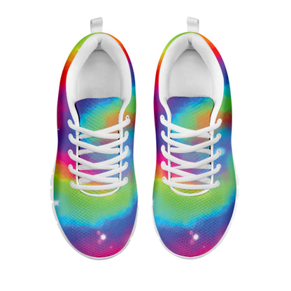 Rainbow Spiral Tie Dye Print White Sneakers