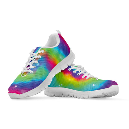 Rainbow Spiral Tie Dye Print White Sneakers