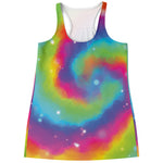 Rainbow Spiral Tie Dye Print Women's Racerback Tank Top