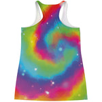Rainbow Spiral Tie Dye Print Women's Racerback Tank Top