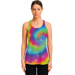 Rainbow Spiral Tie Dye Print Women's Racerback Tank Top