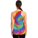 Rainbow Spiral Tie Dye Print Women's Racerback Tank Top