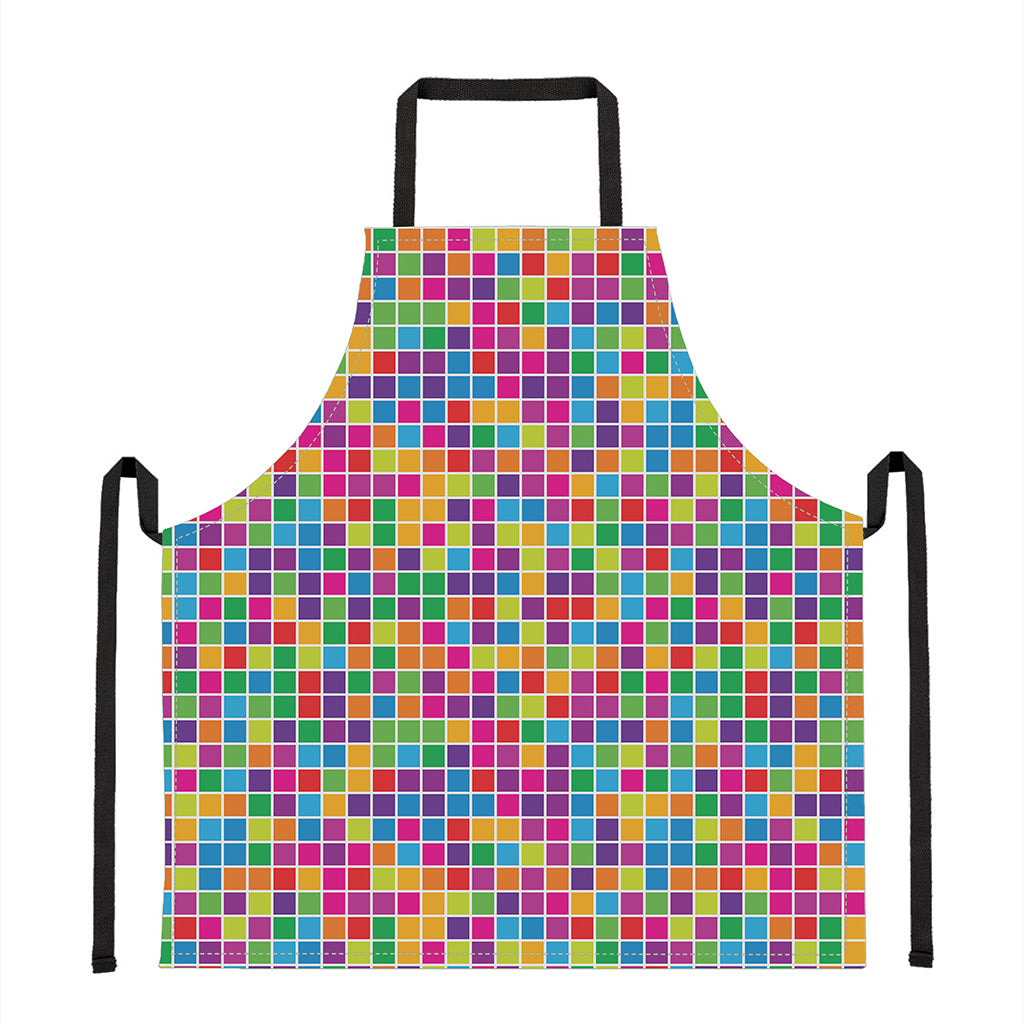 Rainbow Squares Pattern Print Apron