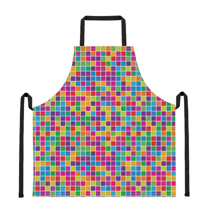 Rainbow Squares Pattern Print Apron
