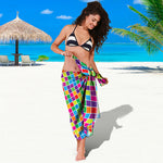 Rainbow Squares Pattern Print Beach Sarong Wrap