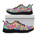 Rainbow Squares Pattern Print Black Running Shoes
