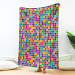 Rainbow Squares Pattern Print Blanket