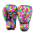 Rainbow Squares Pattern Print Boxing Gloves