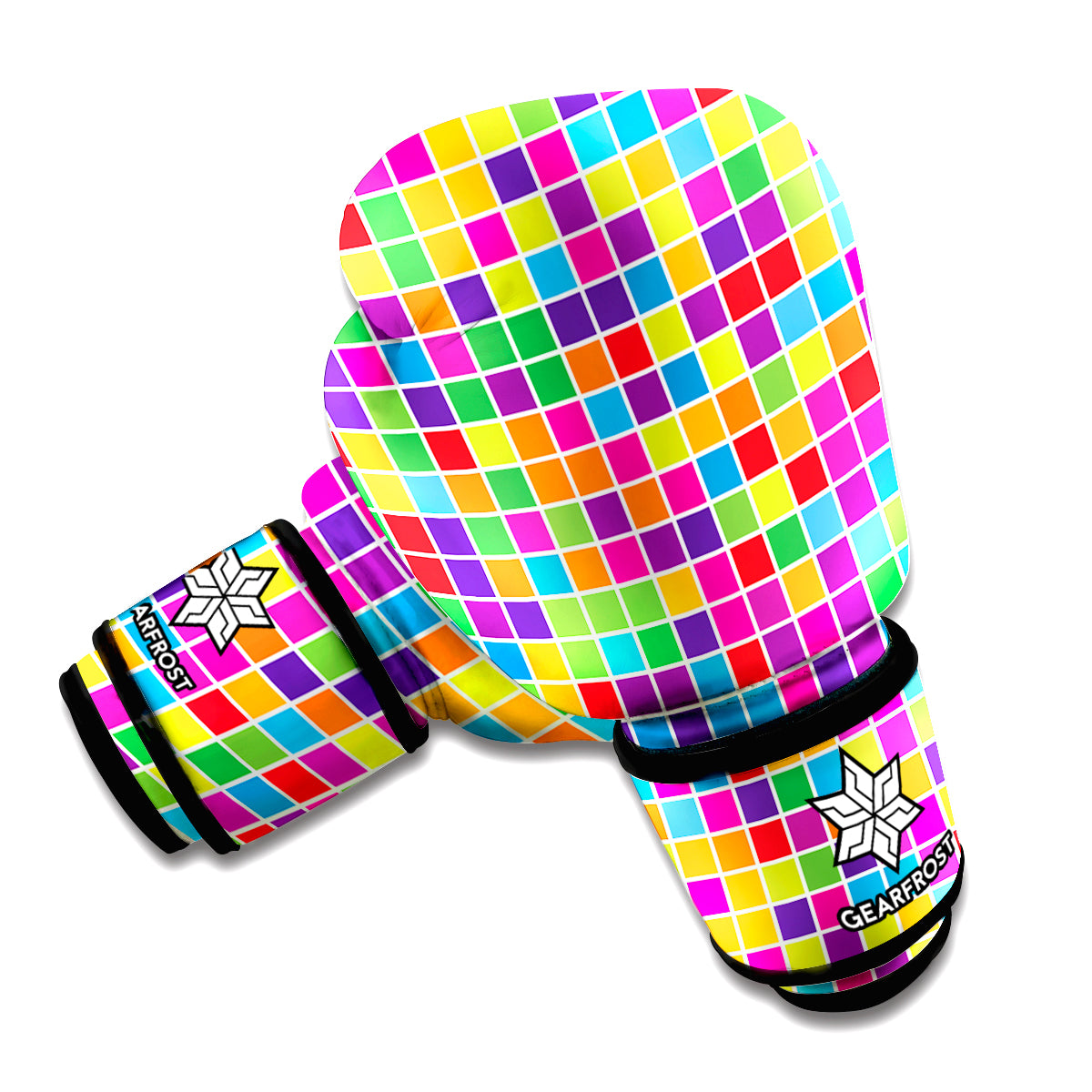Rainbow Squares Pattern Print Boxing Gloves