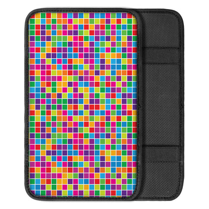 Rainbow Squares Pattern Print Car Center Console Cover