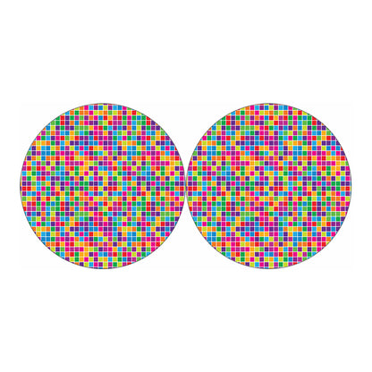Rainbow Squares Pattern Print Car Coasters