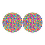 Rainbow Squares Pattern Print Car Coasters