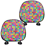 Rainbow Squares Pattern Print Car Headrest Covers